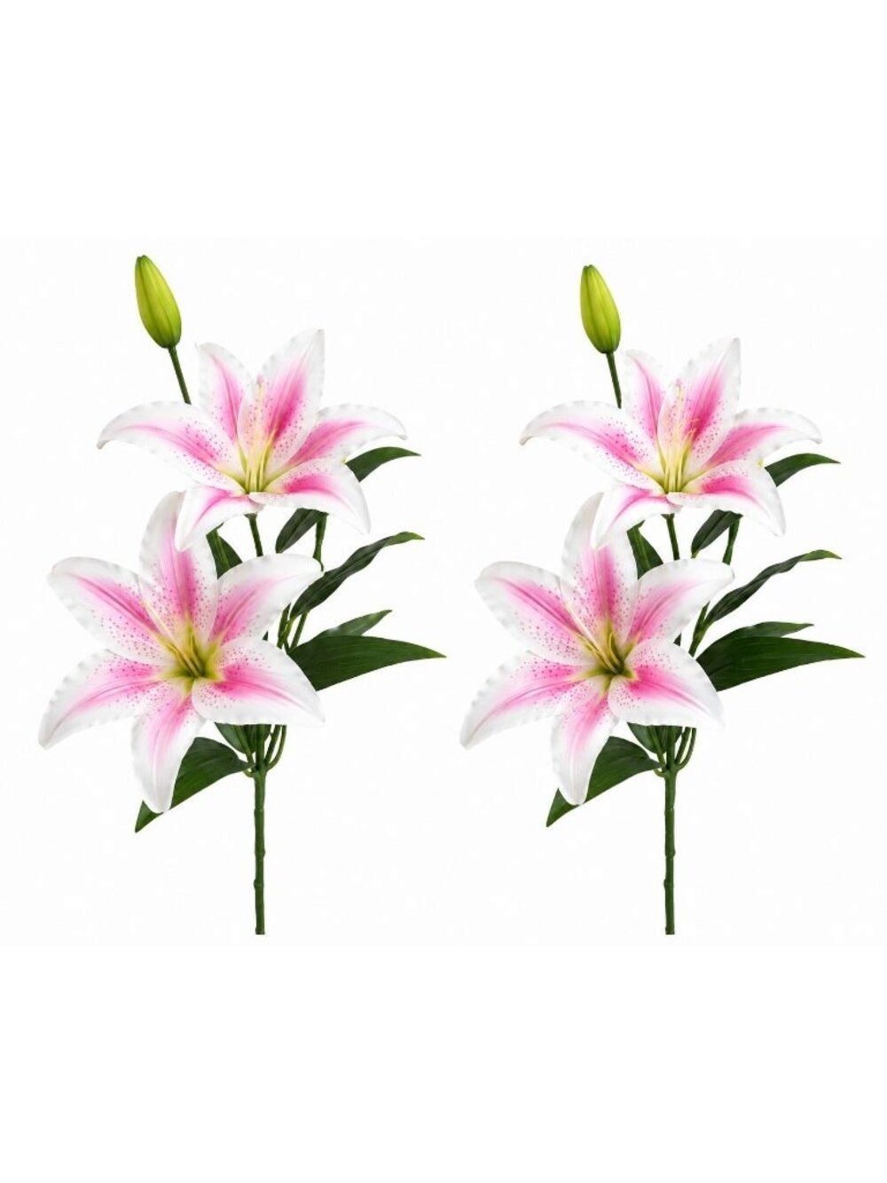 Real Touch Blush Pink Stargazer Lily Stems Set of 2 Artificial Lily Flowers
